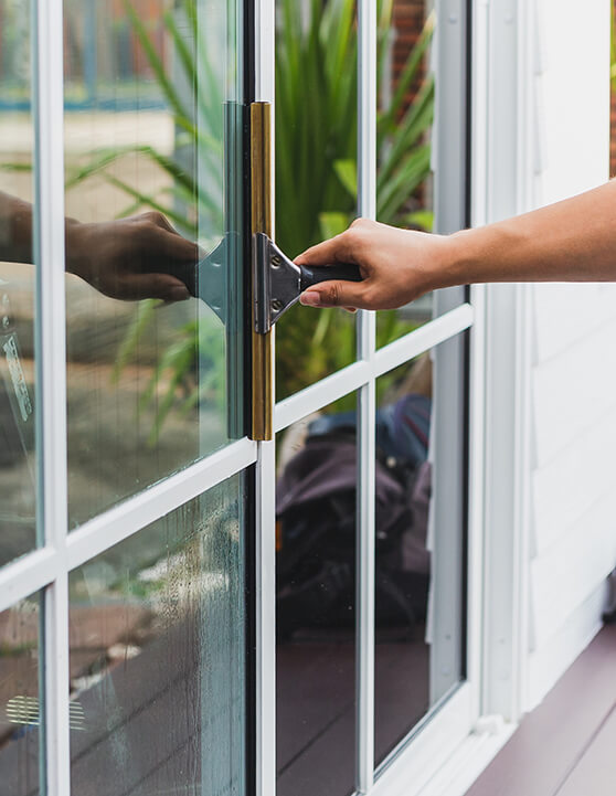 Privacy window film on residential windows enhancing street-facing privacy