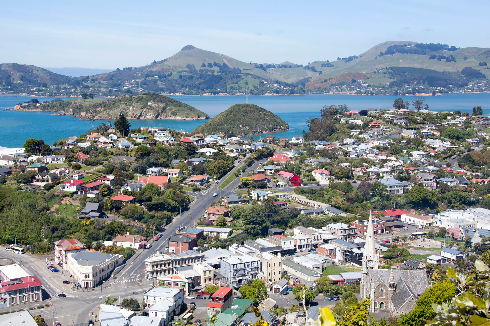 Dunedin window tinting near me - The view of Port Chalmers, the suburb of Dunedin city (New Zealand).