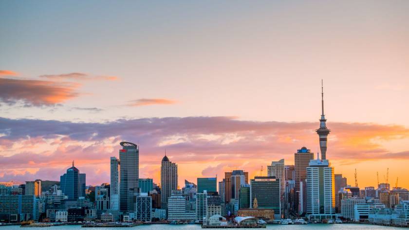 A view of Auckland’s skyline before a winter road trip through New Zealand’s North Island.
